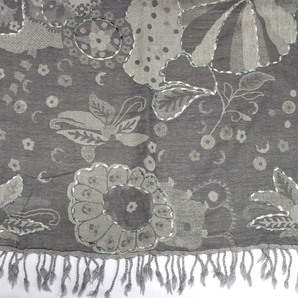 Buy You & Eye Light Grey Floral Weave Shawl Online for Women | Free 3-Hour Delivery in Dubai | You & Eye UAE