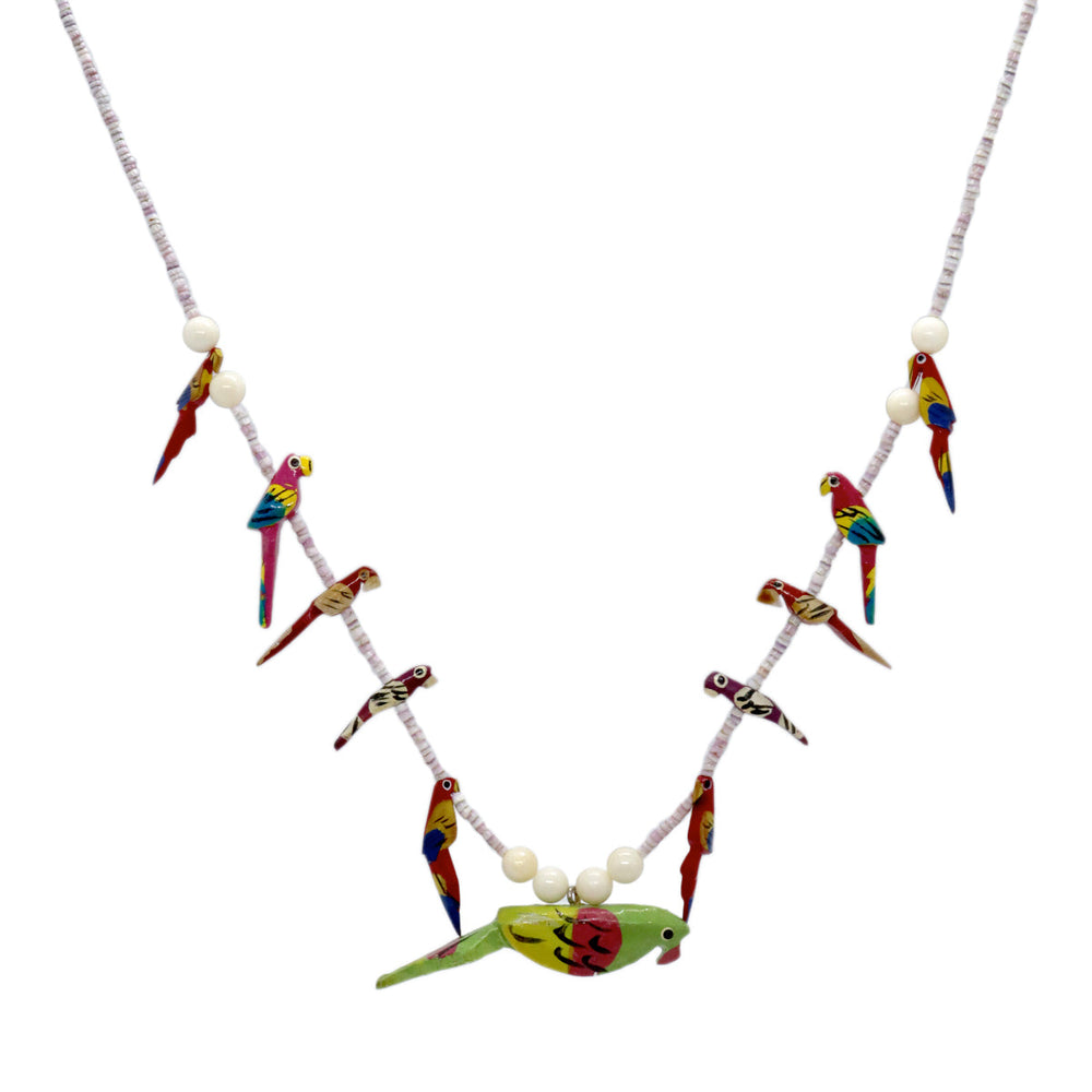 Buy You & Eye Wooden Green Parrot White Beaded Necklace Online for Women | Free 3-Hour Delivery in Dubai | You & Eye UAE