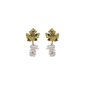 Buy You & Eye Golden Leaf & Stacked Pearl Earrings Online for Women | Free 3-Hour Delivery in Dubai | You & Eye UAE
