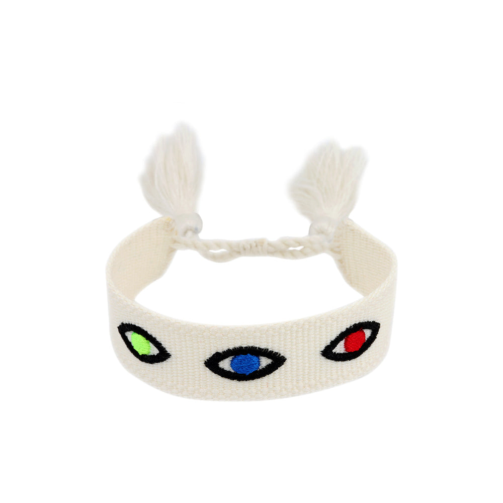
                
                    Load image into Gallery viewer, Evil Eyes Woven Bracelet | You &amp;amp; Eye
                
            