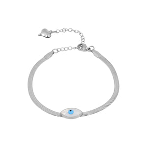 Mother of Pearl Losange Evil Eye Silver Bracelet | You & Eye