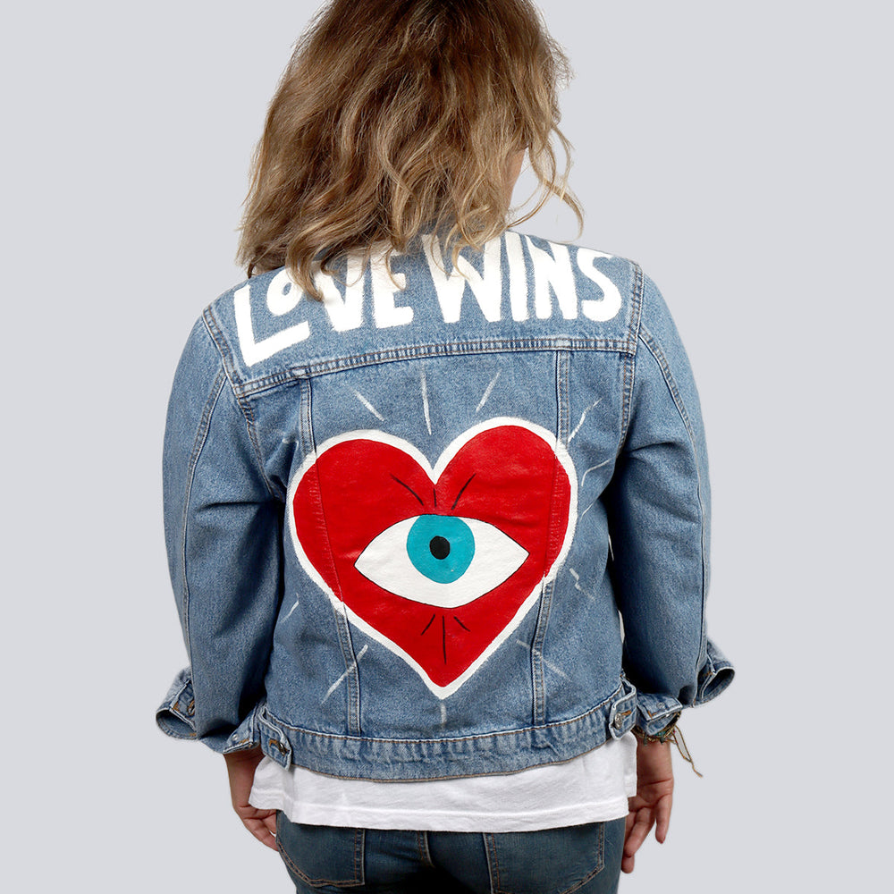 
                
                    Load image into Gallery viewer, Love Wins Denim Jacket | You &amp;amp; Eye
                
            